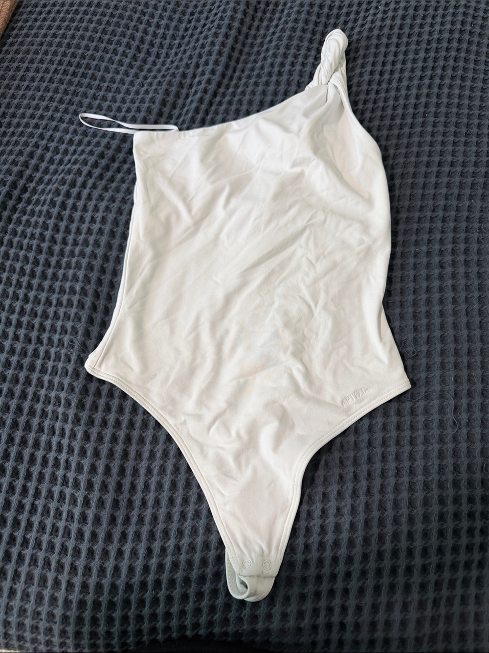 Aritzia One-Shoulder White Bodysuit with Knotted Strap